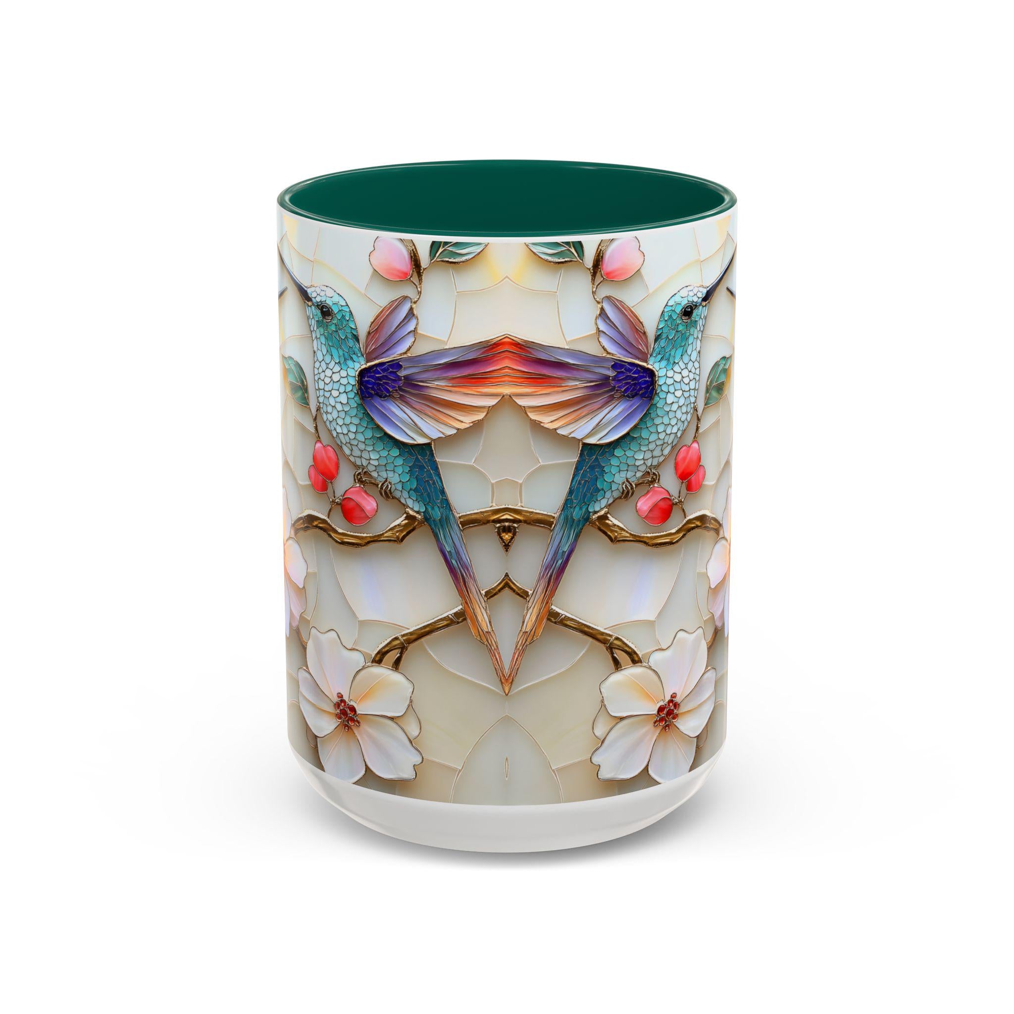 LELORESTORE Hummingbird Stained Glass Mug Floral Coffee Cup