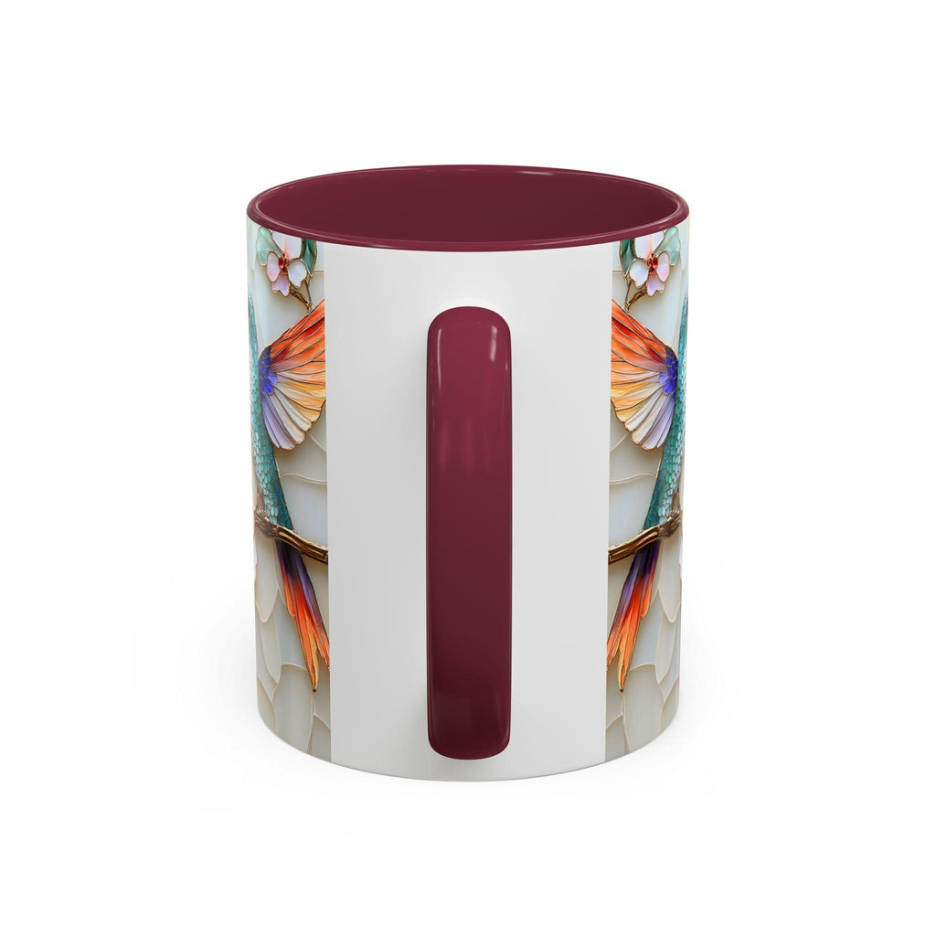 LELORESTORE Hummingbird Stained Glass Mug Floral Coffee Cup