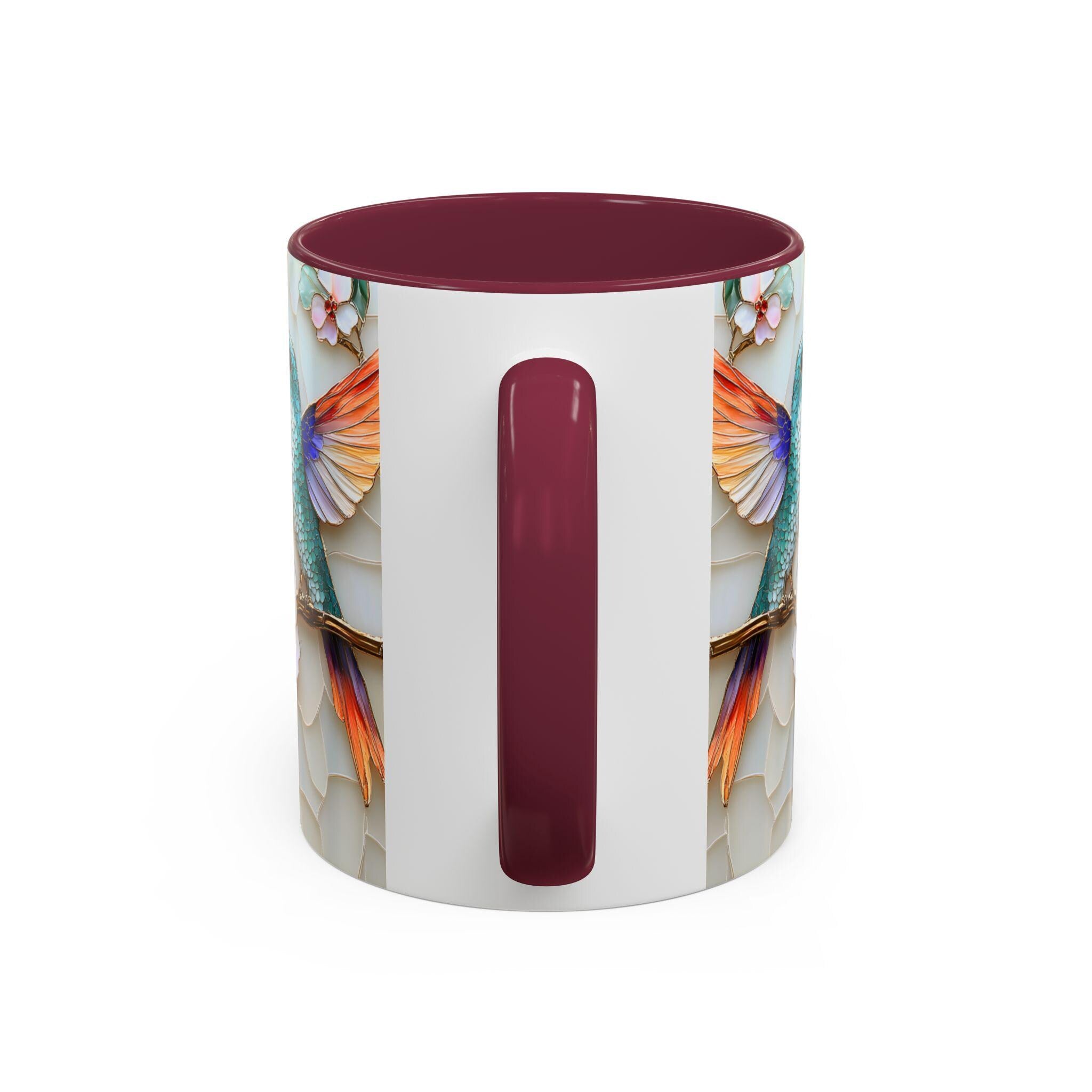 LELORESTORE Hummingbird Stained Glass Mug Floral Coffee Cup