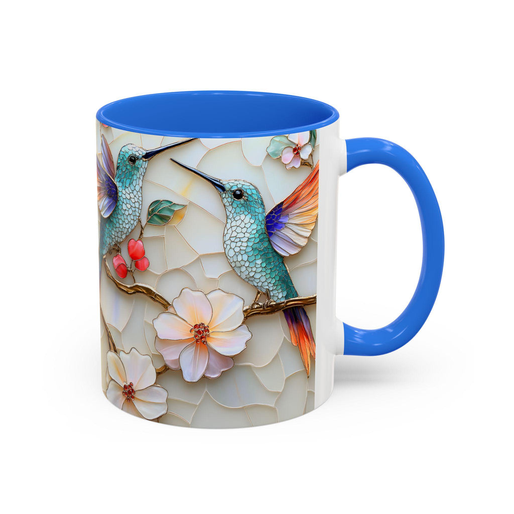 LELORESTORE Hummingbird Stained Glass Mug Floral Coffee Cup