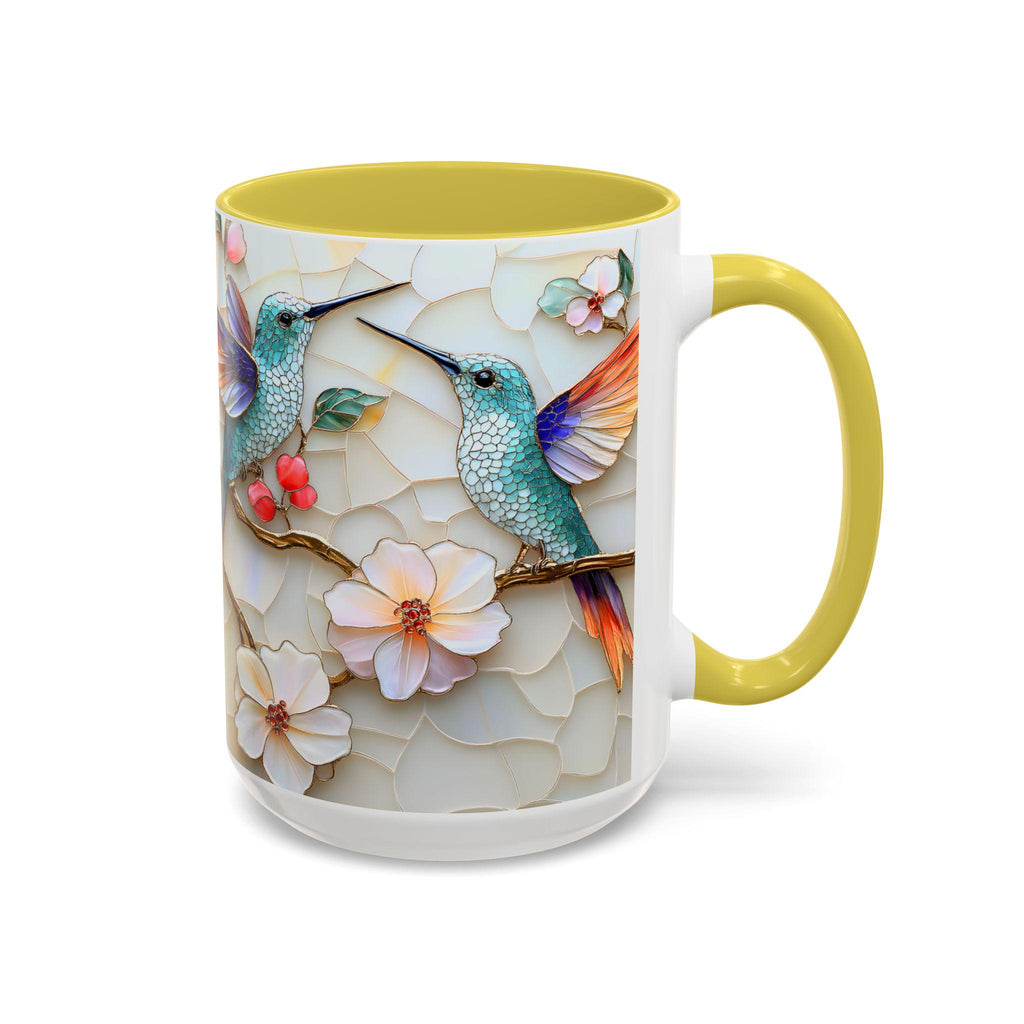 LELORESTORE Hummingbird Stained Glass Mug Floral Coffee Cup