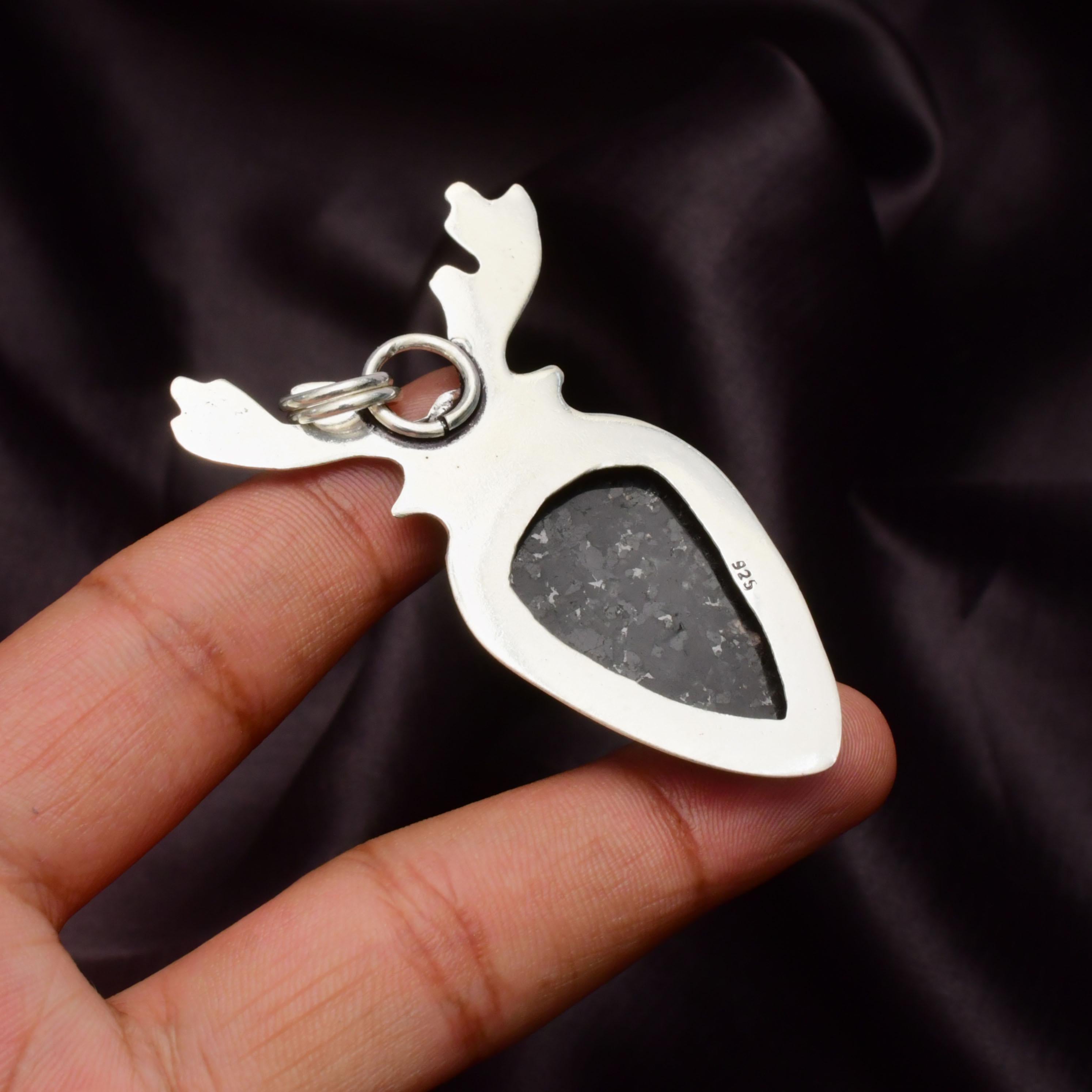 EkkJewels Nuummite Gemstone 925 Sterling Silver SIS Pendant Necklace