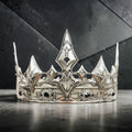 HappyJewelryWorld Medieval Knight Crown Silver Plated Black Gemstones