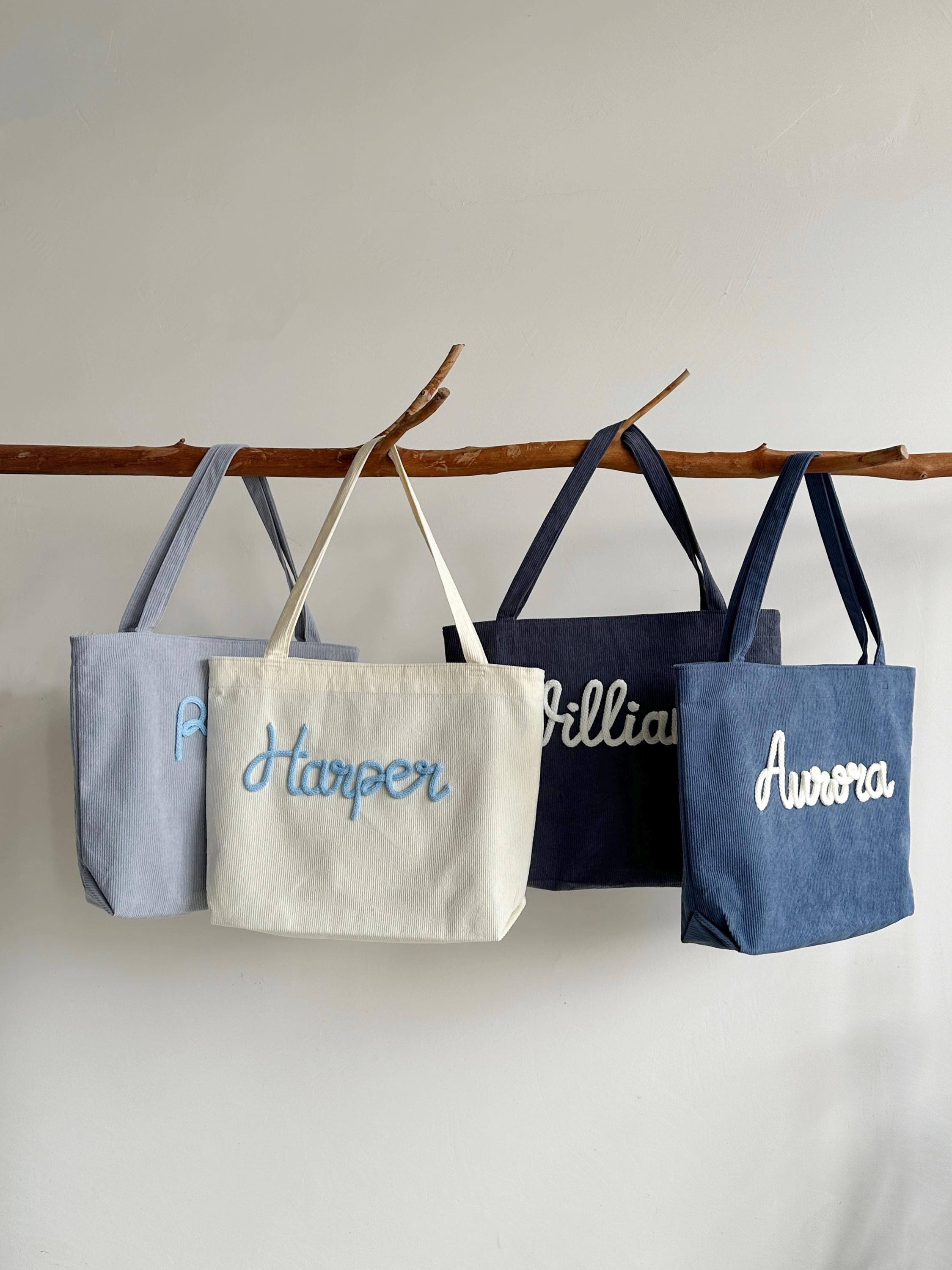 CrochetRecipe Personalized Embroidered Name Corduroy Tote Bag