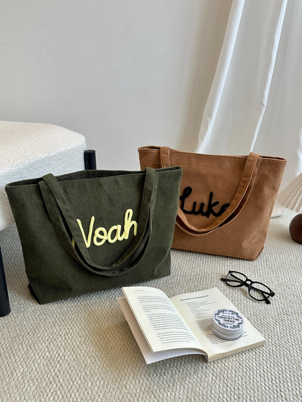 CrochetRecipe Personalized Embroidered Name Corduroy Tote Bag