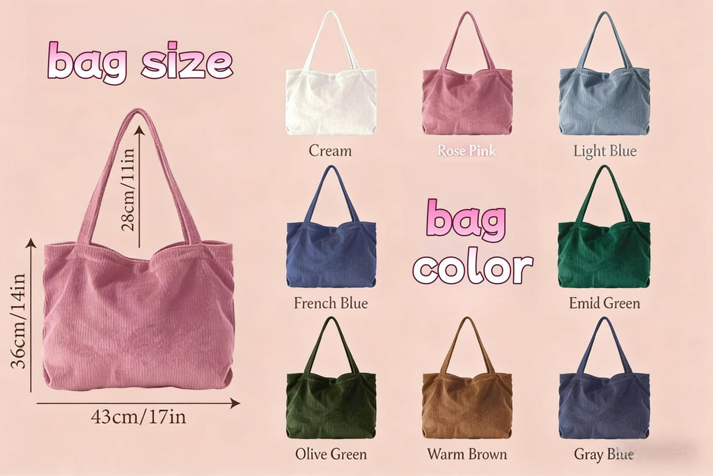 CrochetRecipe Personalized Embroidered Name Corduroy Tote Bag