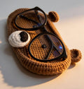 CrochetRecipe Handmade Piggy Bear Crochet Eyeglass Holder Stand Brown