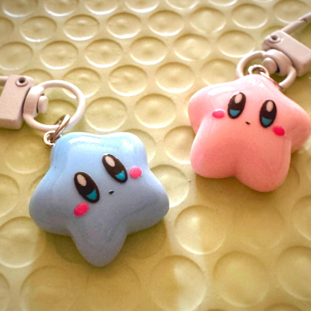 VanillaStarCafe Smiling Kirby Charm Acrylic Plastic 1in