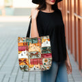 Stained Glass Look Cat Tote Bag, Literary Book Lover Gift