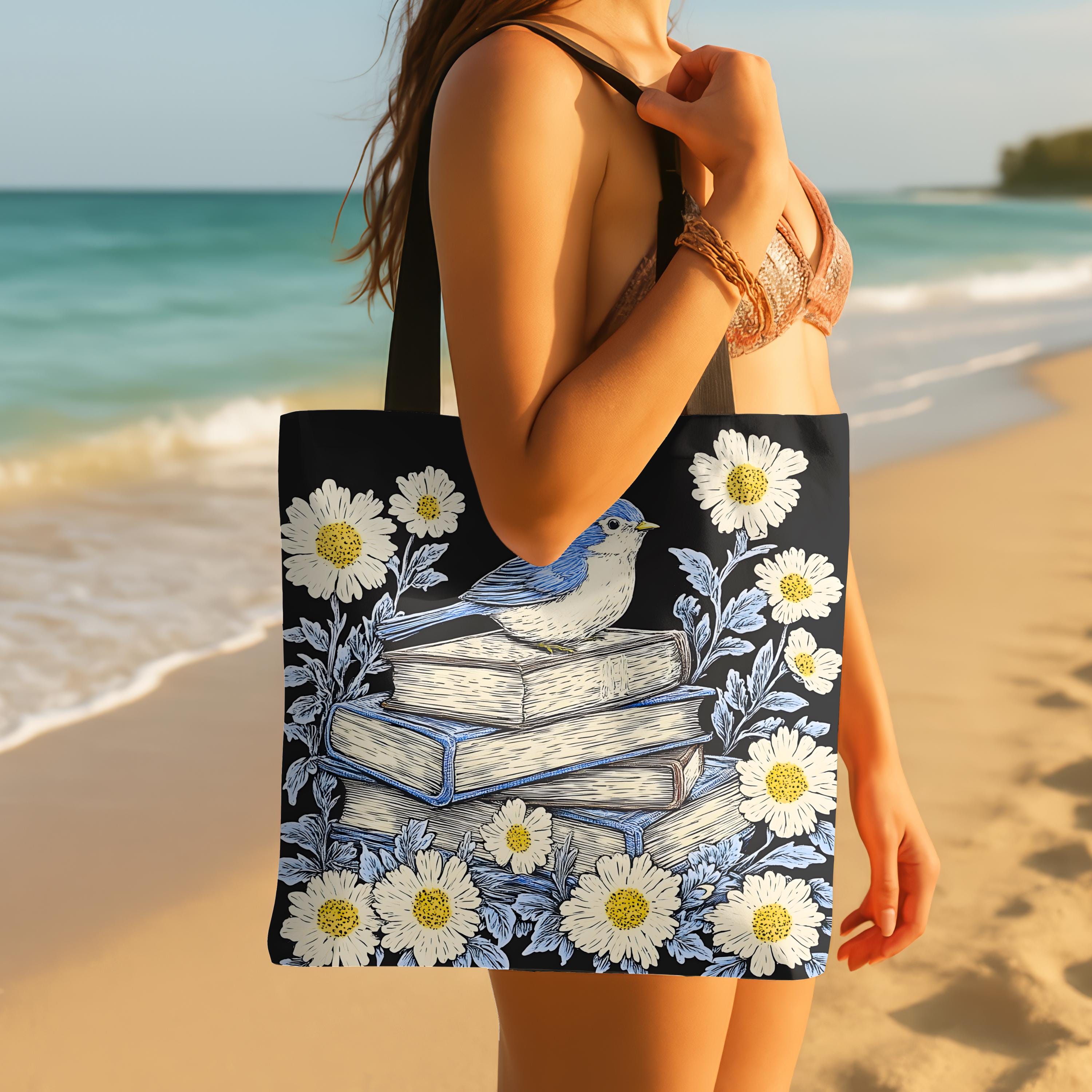 LELORESTORE Bookish Tote Bag Wildflower Floral Design Book Club Readers