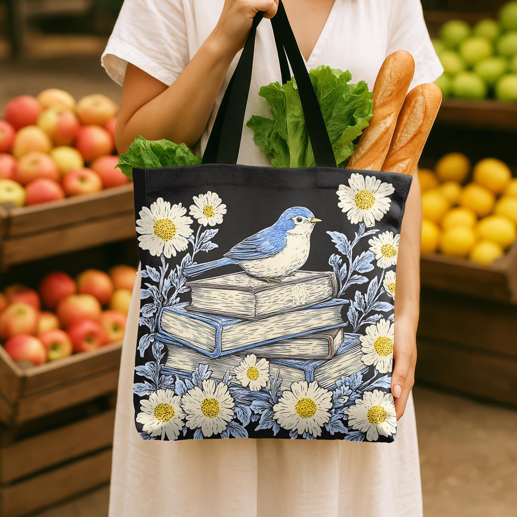 LELORESTORE Bookish Tote Bag Wildflower Floral Design Book Club Readers