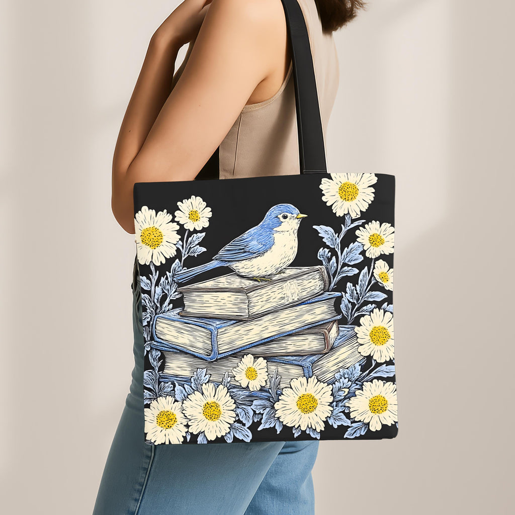 LELORESTORE Bookish Tote Bag Wildflower Floral Design Book Club Readers