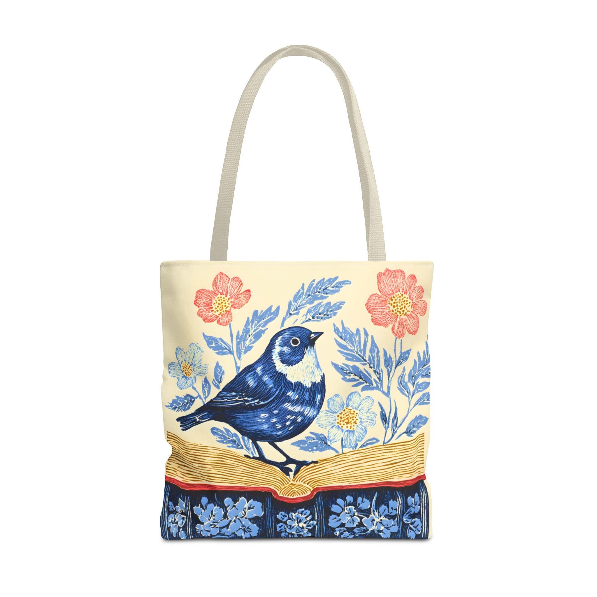 Bookish Wildflower Floral Tote Bag, Book Lover Gift for Readers