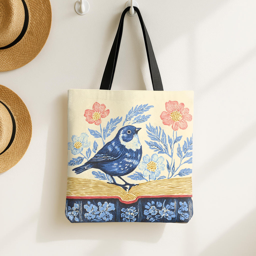 Bookish Wildflower Floral Tote Bag, Book Lover Gift for Readers