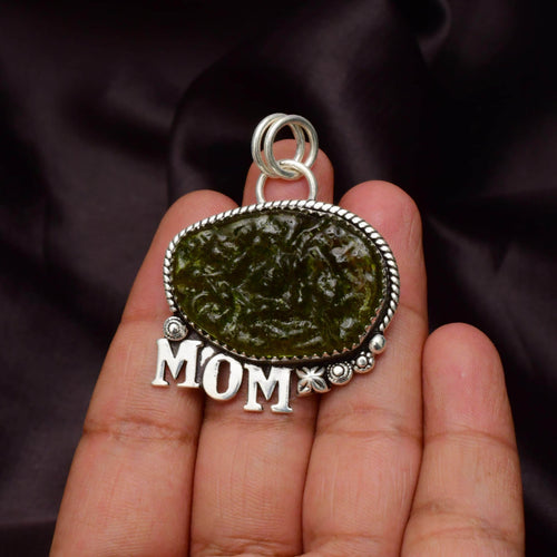 EkkJewels Handmade Moldavite Pendant 925 Sterling Silver Mom Necklace
