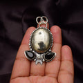 Handmade Golden Pyrite Gemstone Pendant 925 Sterling Silver Necklace