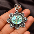 Handmade Abalone Shell 925 Sterling Silver Pendant Necklace
