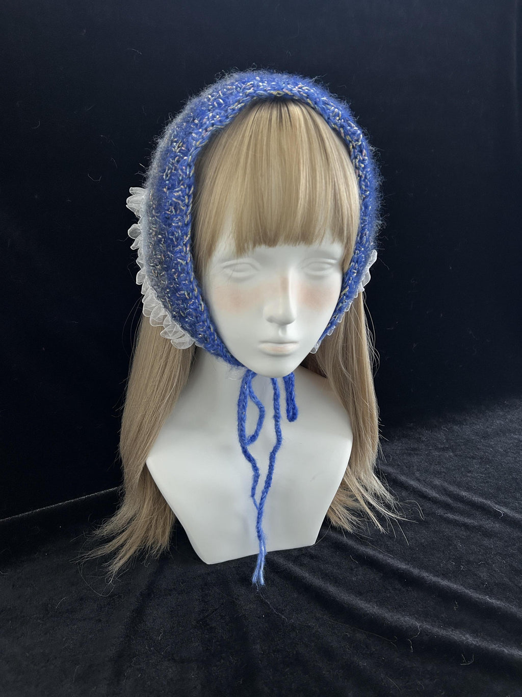 Blue Mermaid Gradient Triangle Headscarf With Lace Trim