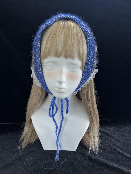 Blue Mermaid Gradient Triangle Headscarf With Lace Trim