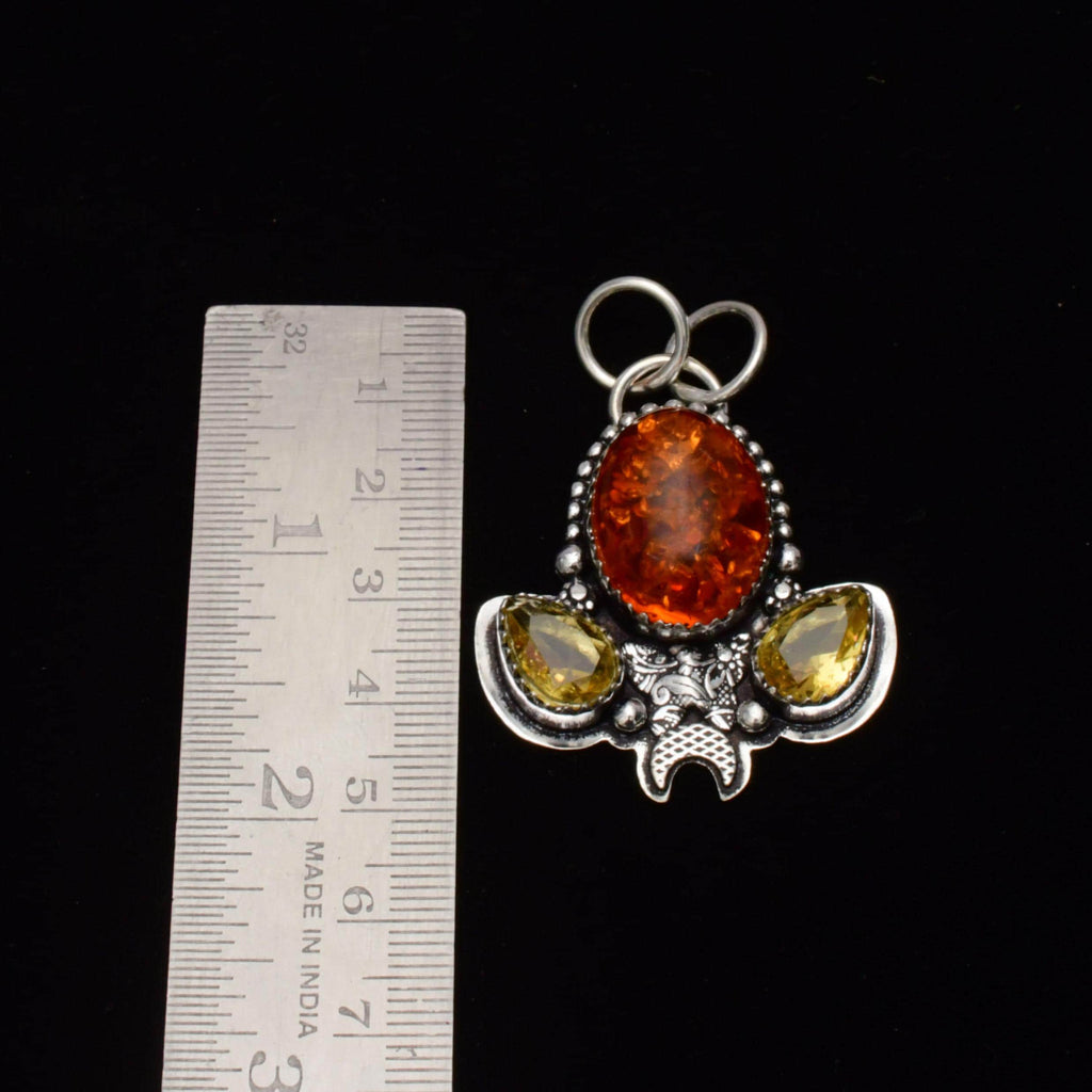 EkkJewels Baltic Amber 925 Sterling Silver Pendant Necklace Handmade Gemstone