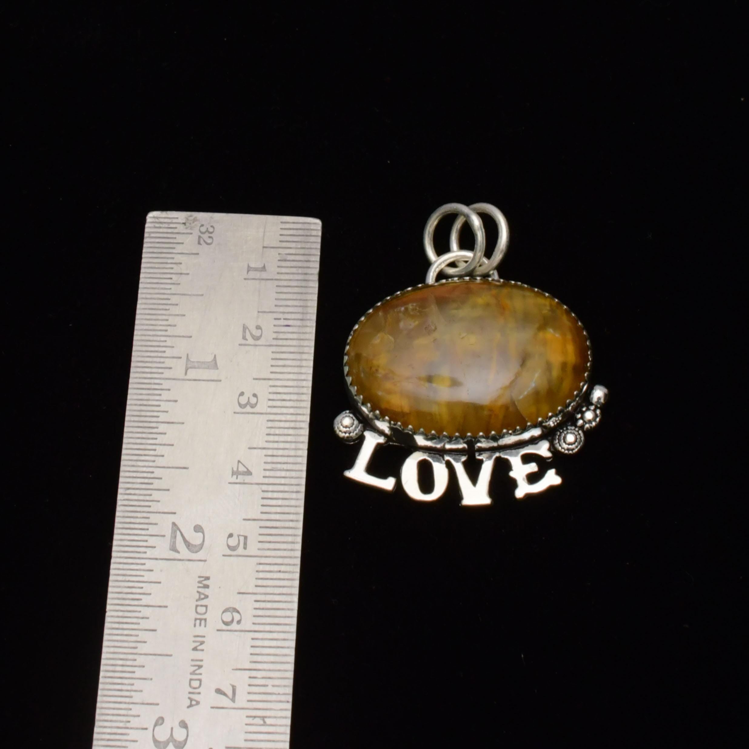Handmade Neelite Gemstone Love Pendant, 925 Sterling Silver Necklace