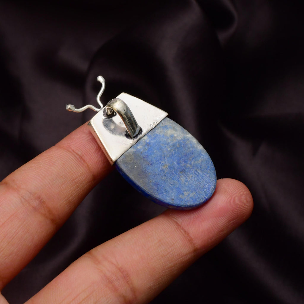 Lapis Lazuli Pendant Necklace: 925 Sterling Silver, Handmade Gemstone
