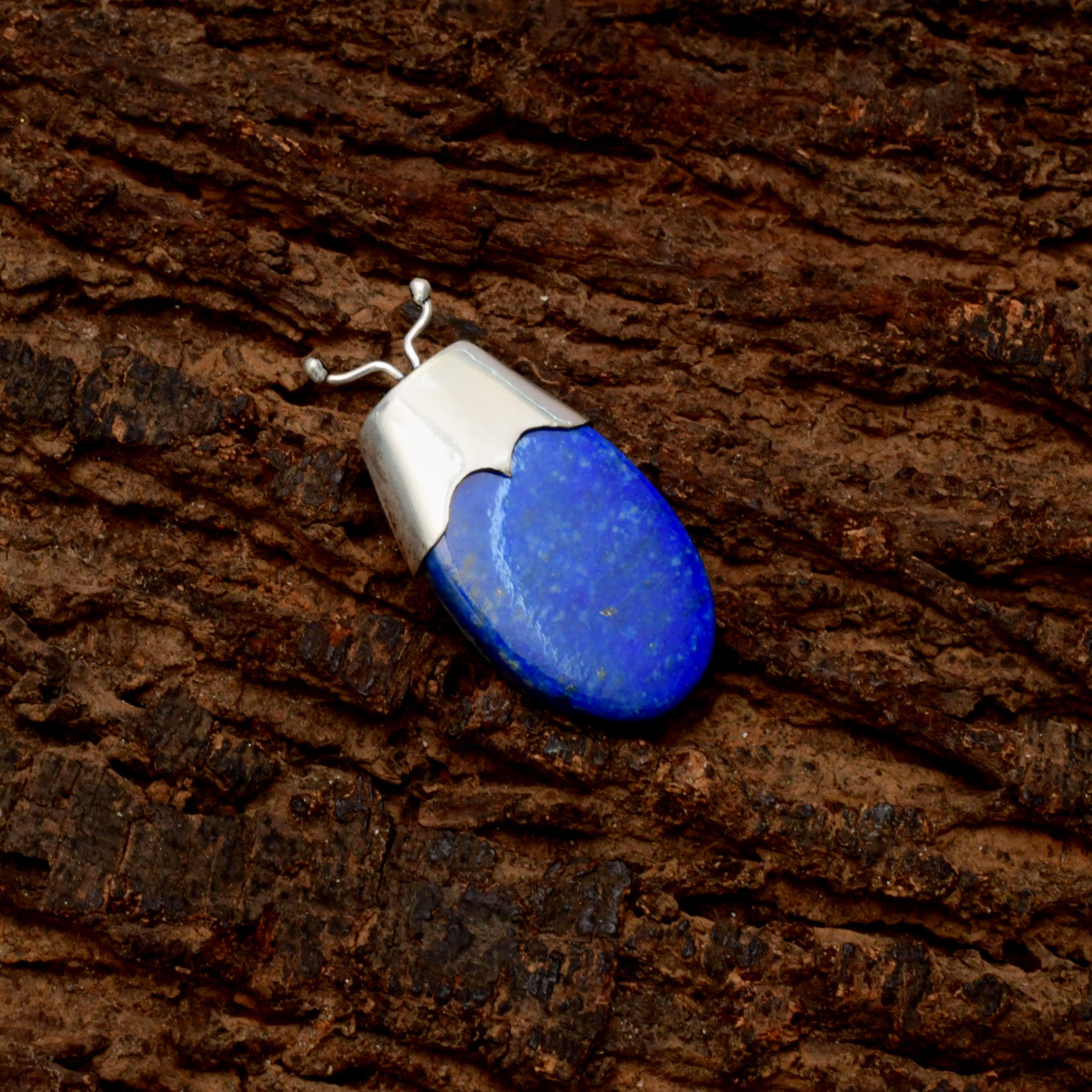 Lapis Lazuli Pendant Necklace: 925 Sterling Silver, Handmade Gemstone