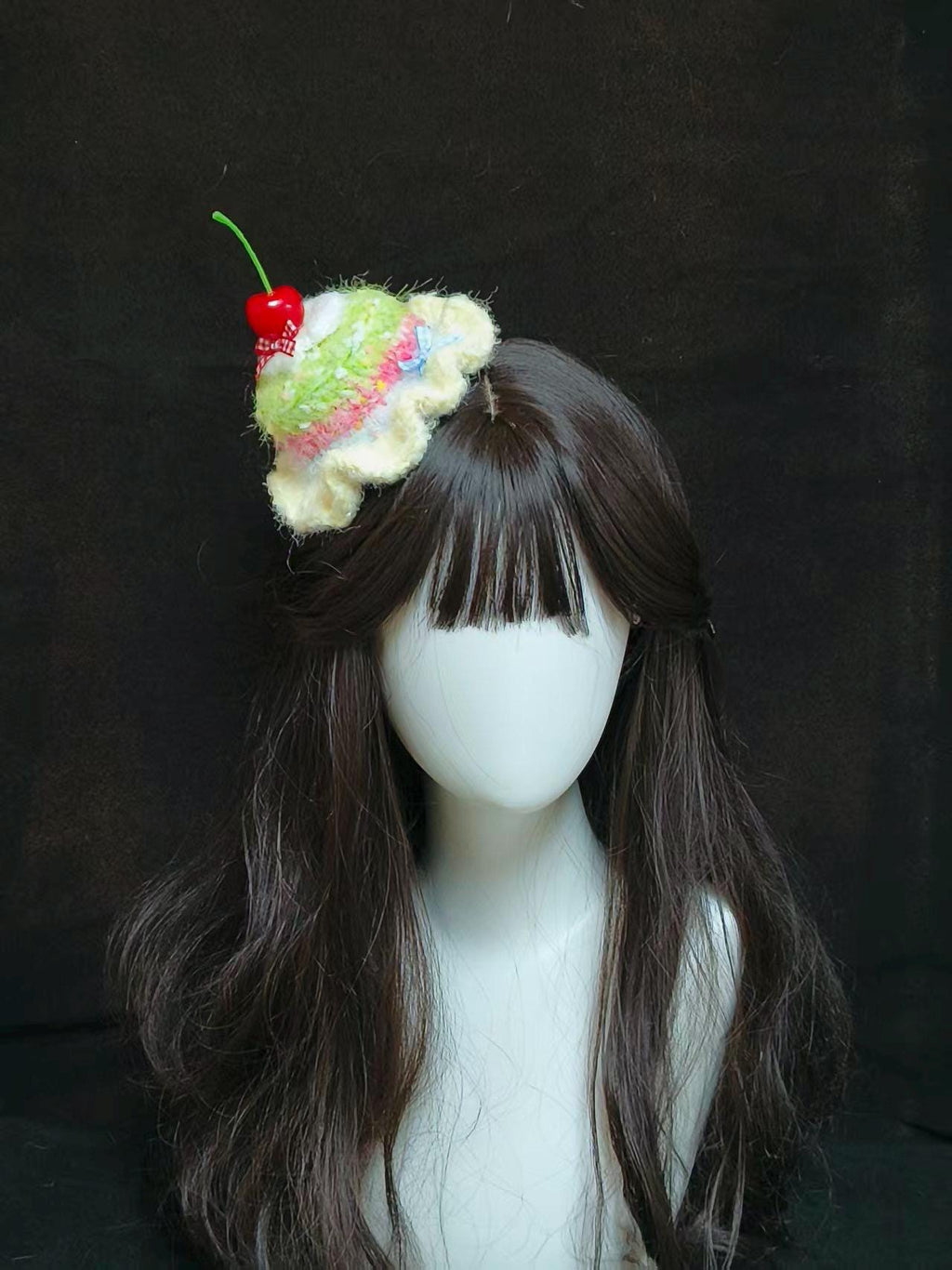 Birthday Cream Cake Hat With Cherry Sweet Whimsical Handmade Headpiece