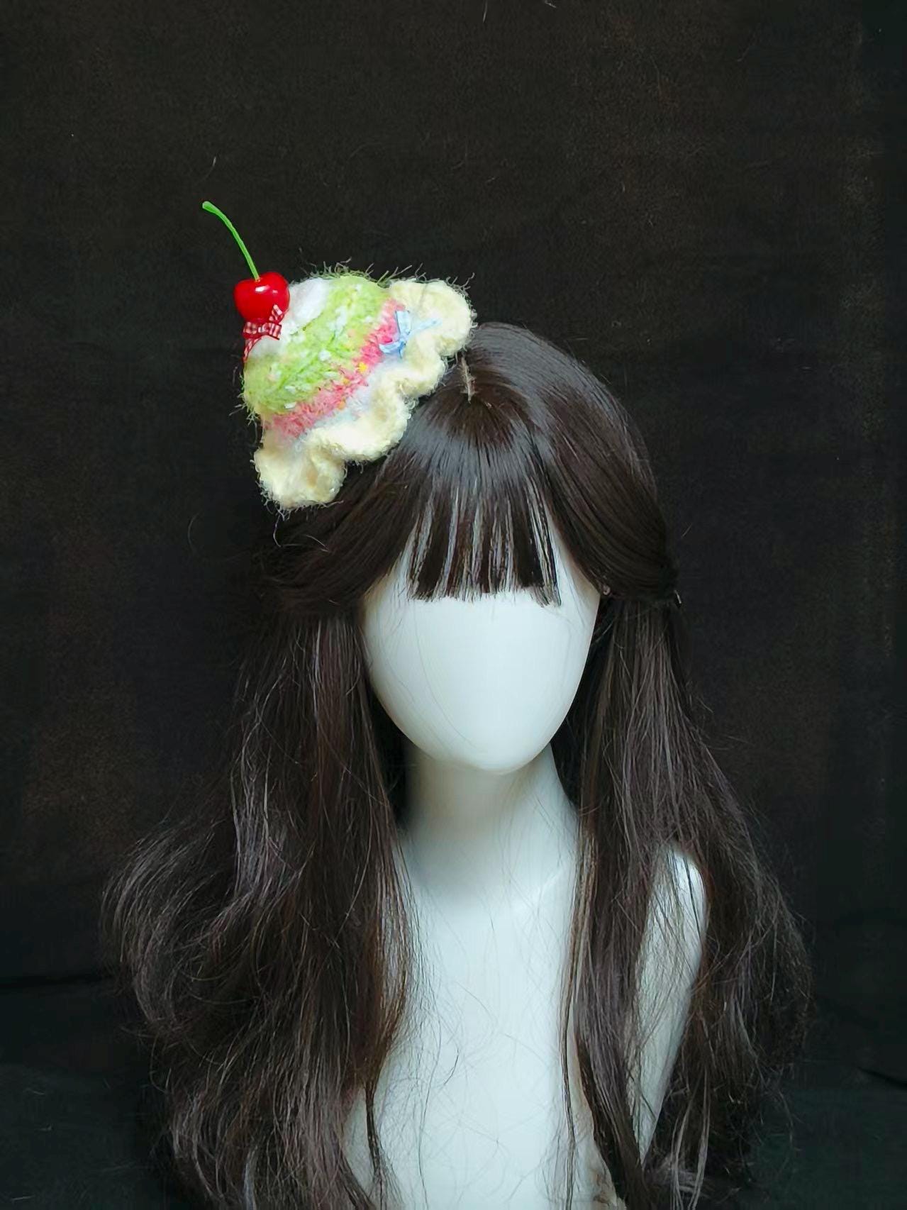 Birthday Cream Cake Hat With Cherry Sweet Whimsical Handmade Headpiece