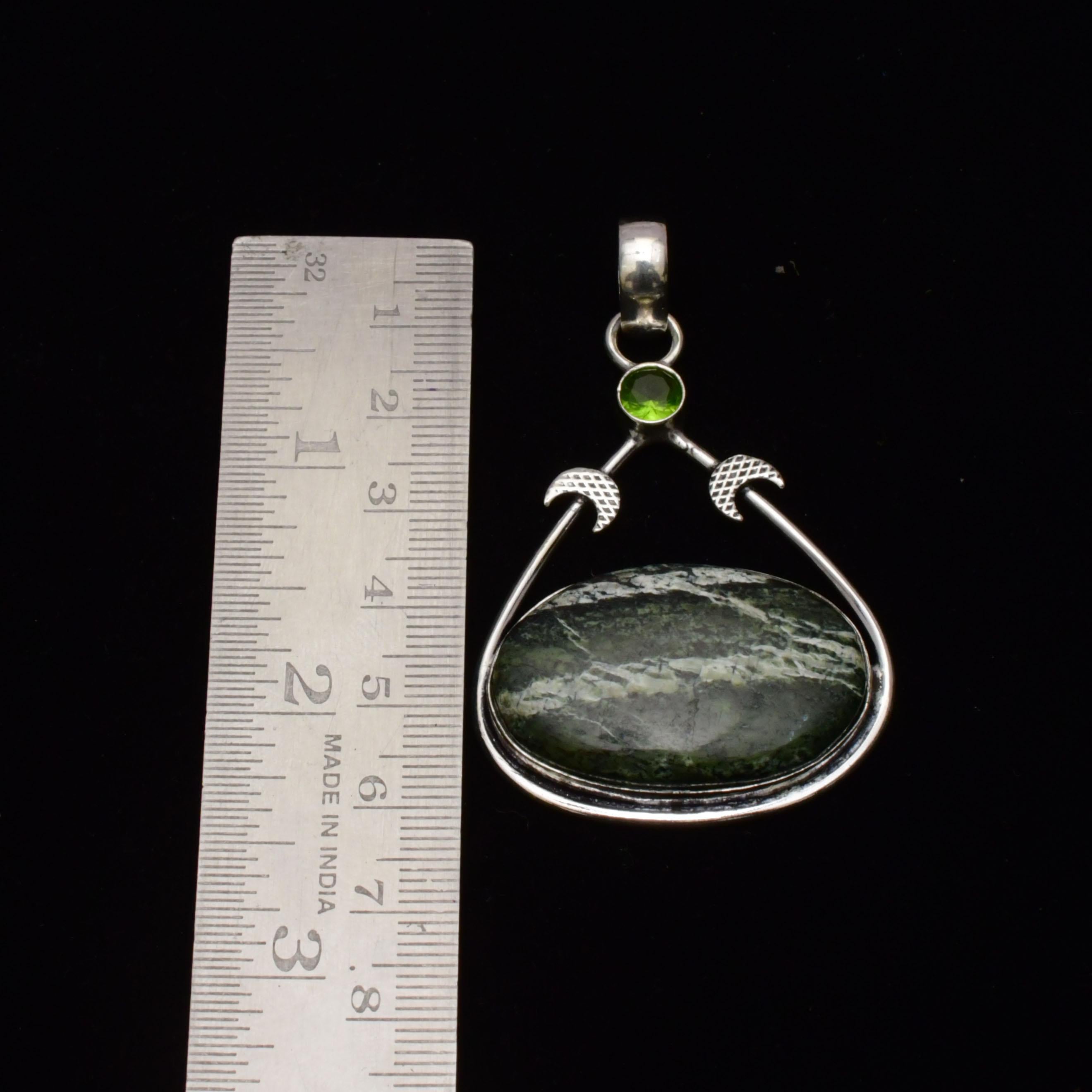 EkkJewels Green Swiss Opal Gemstone 925 Sterling Silver Pendant Necklace