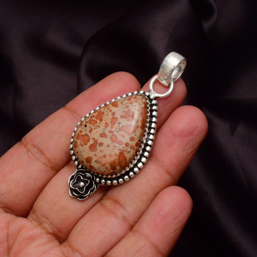 EkkJewels Asteroid Jasper 925 Sterling Silver Pendant Necklace