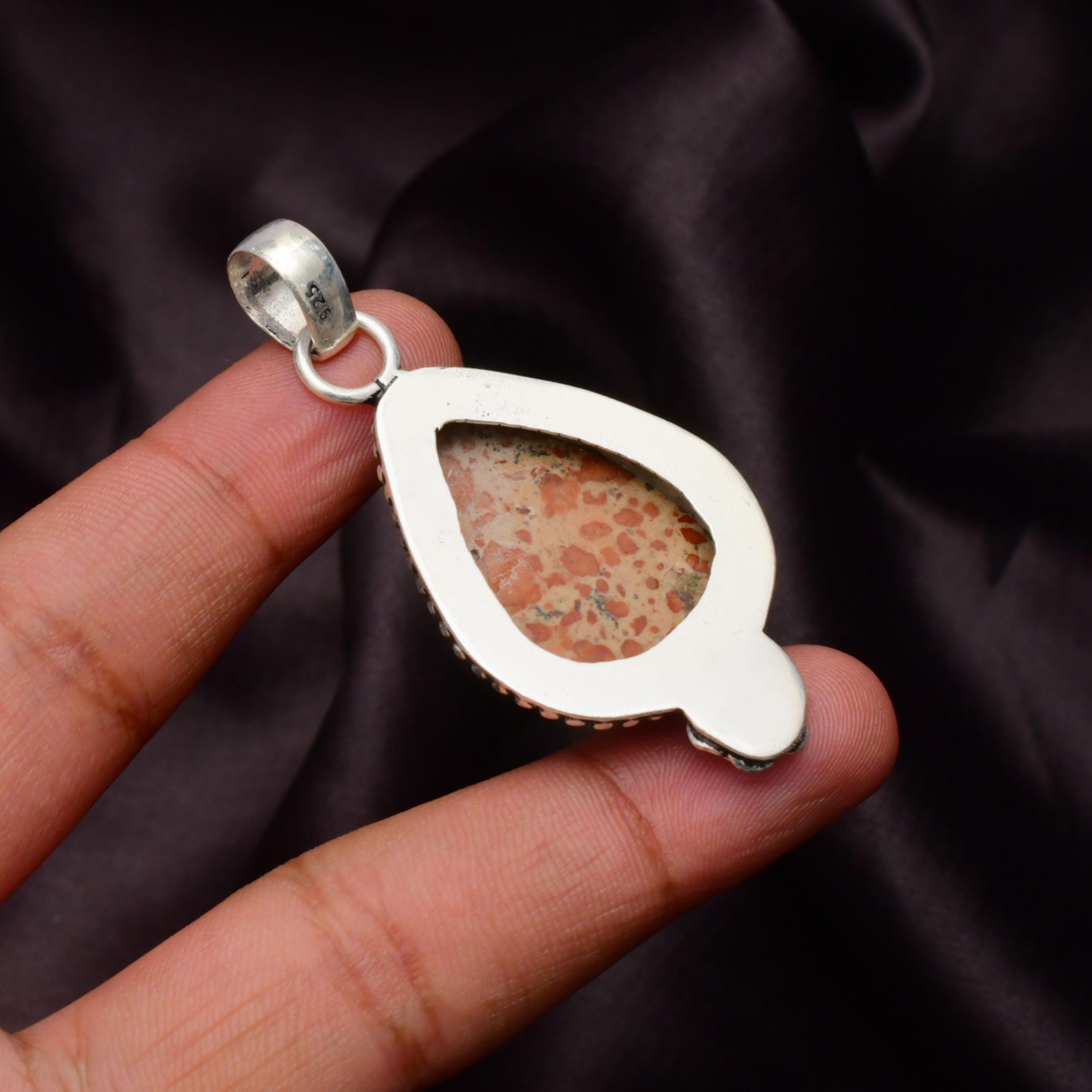 EkkJewels Asteroid Jasper 925 Sterling Silver Pendant Necklace