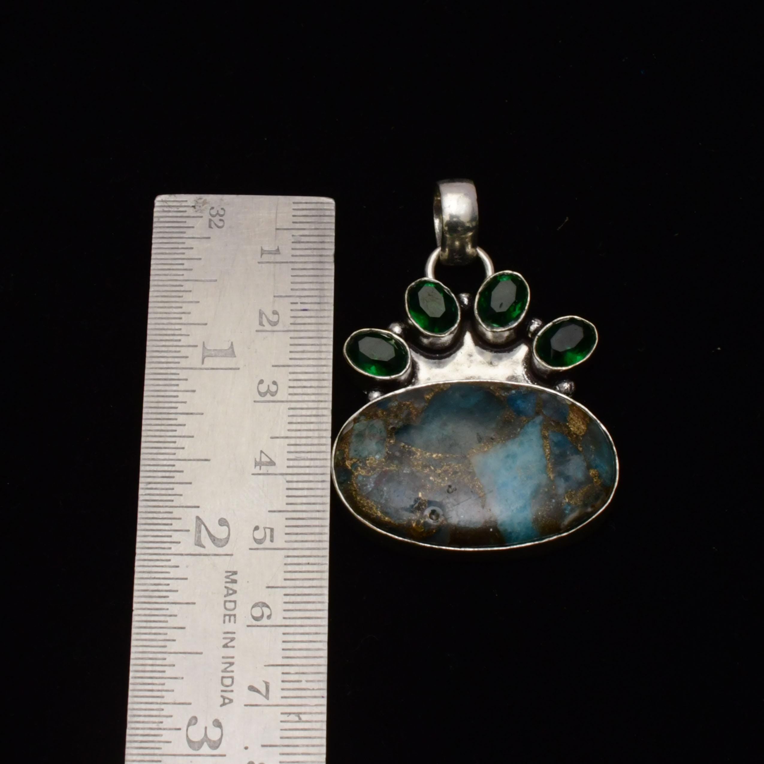EkkJewels Copper Neon Apatite Gemstone Pendant 925 Sterling Silver Necklace