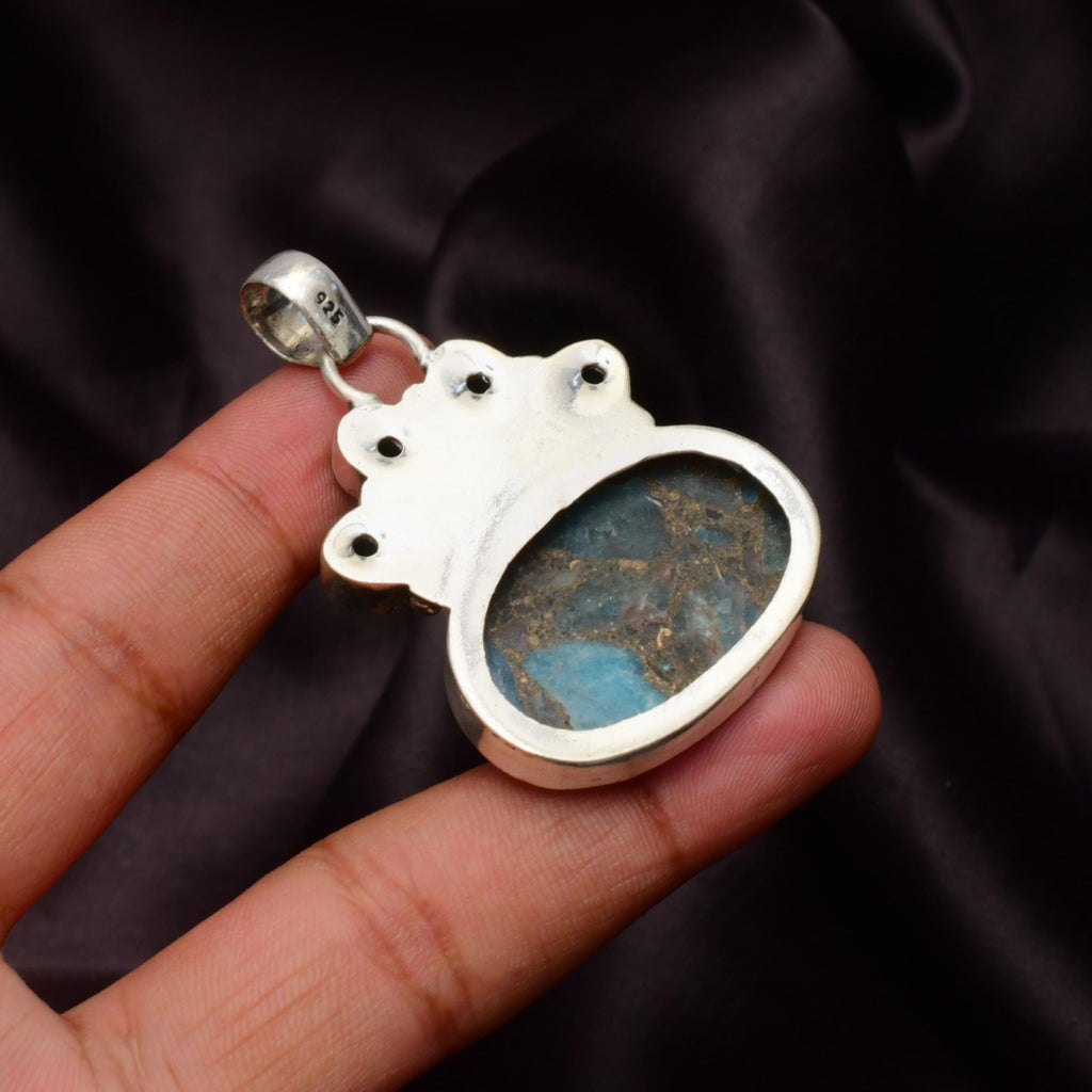 EkkJewels Copper Neon Apatite Gemstone Pendant 925 Sterling Silver Necklace