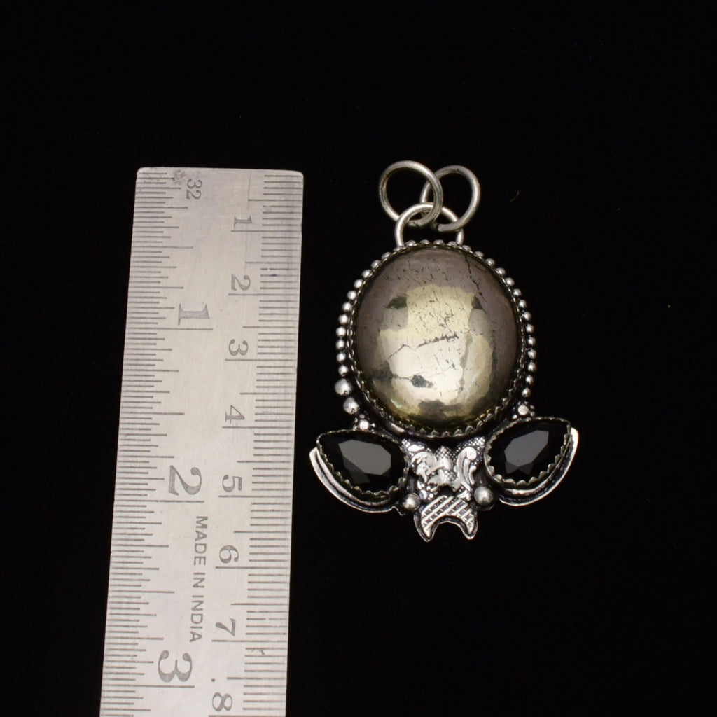 Handmade Golden Pyrite Gemstone Pendant 925 Sterling Silver Necklace