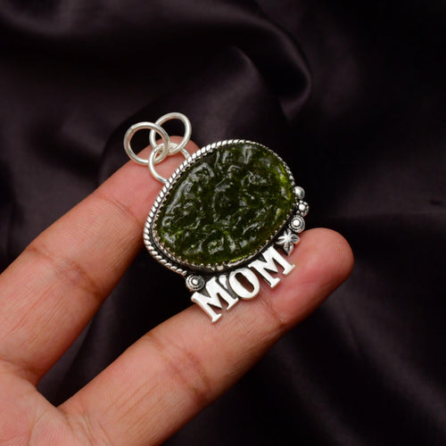 EkkJewels Handmade Moldavite Pendant 925 Sterling Silver Mom Necklace