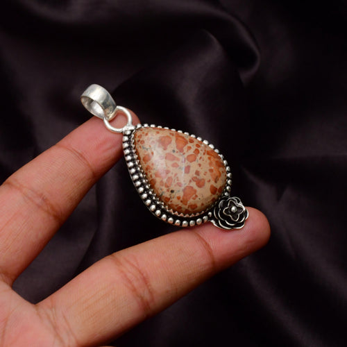 EkkJewels Asteroid Jasper 925 Sterling Silver Pendant Necklace