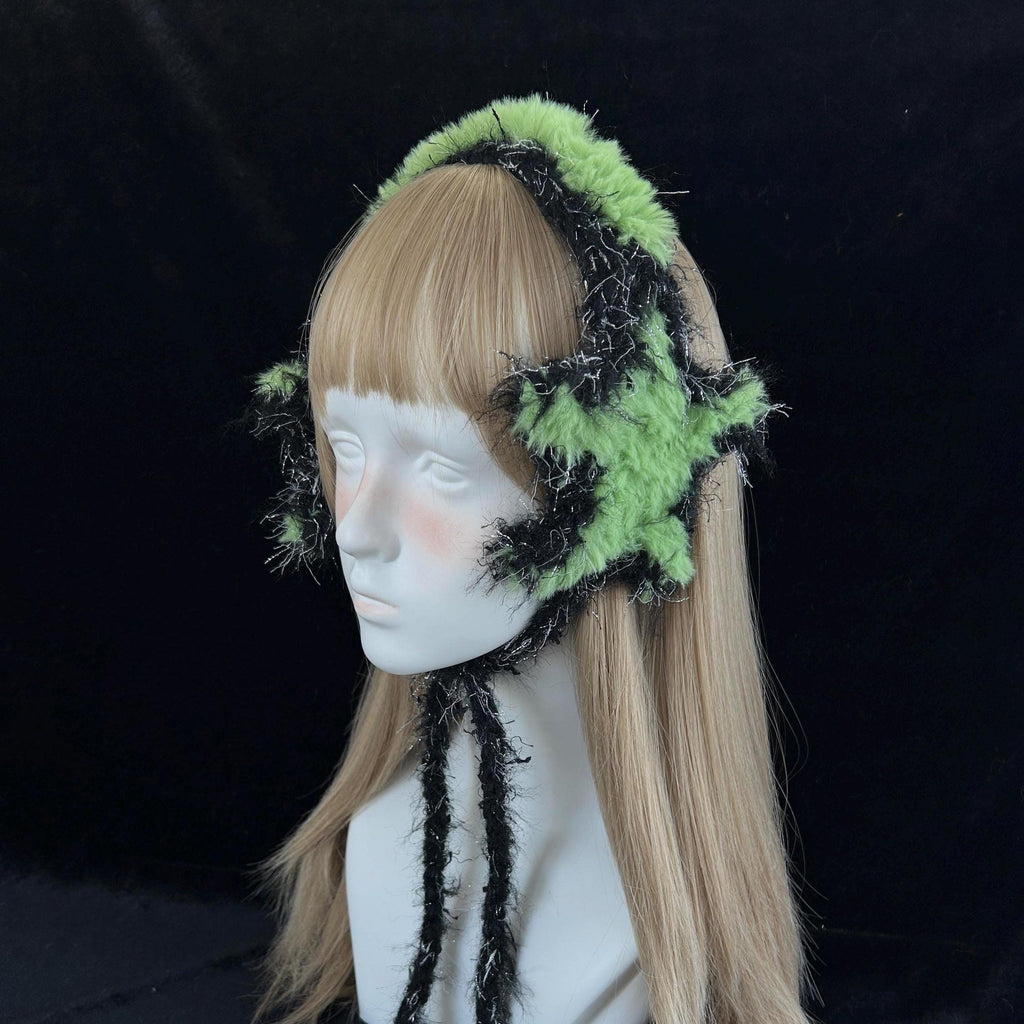 Neon Green Star Earmuffs Y2K Rave Festival Kawaii Ear Covers