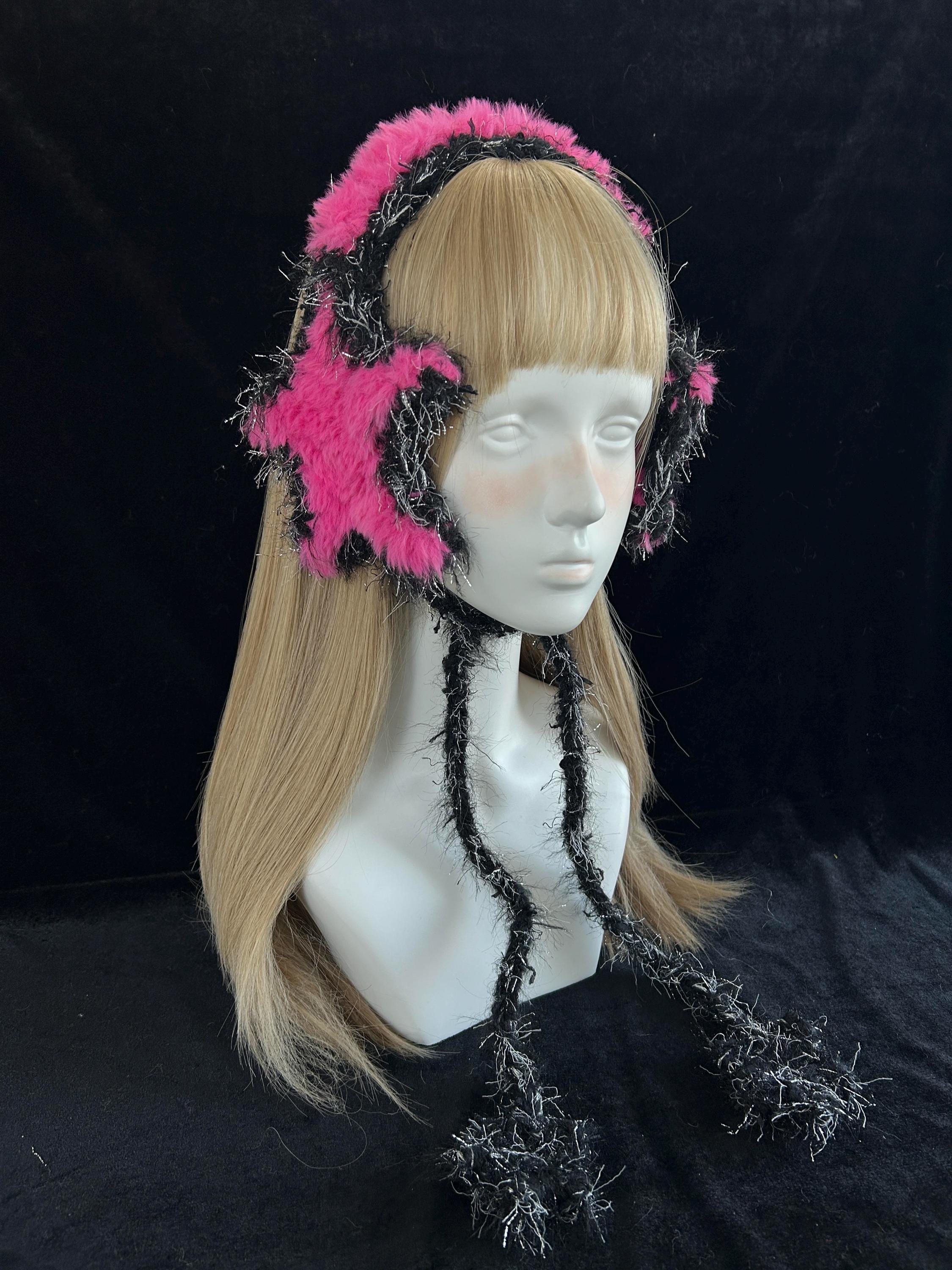 Hot Pink Star Earmuffs Y2K Rave Kawaii Festival Ear Covers