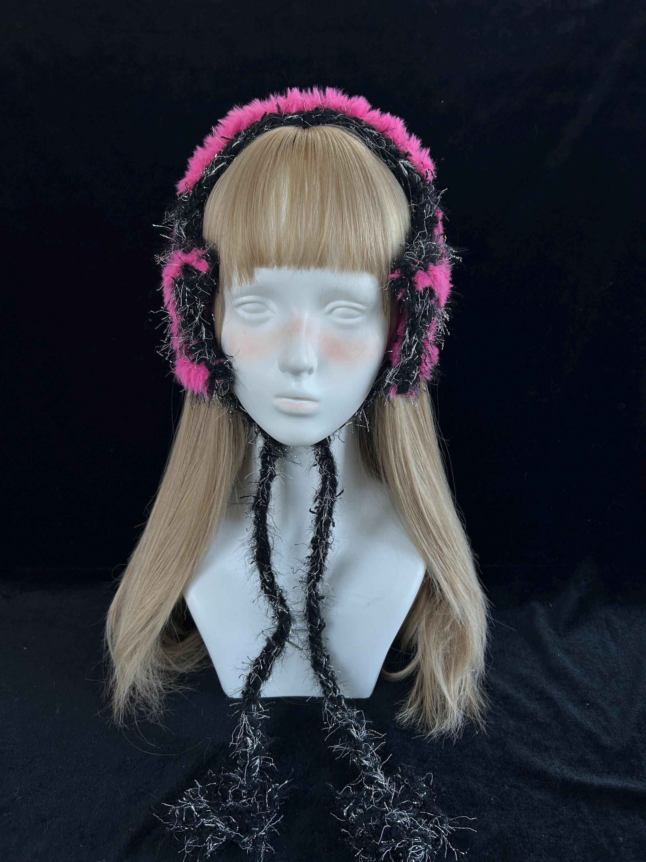 Hot Pink Star Earmuffs Y2K Rave Kawaii Festival Ear Covers