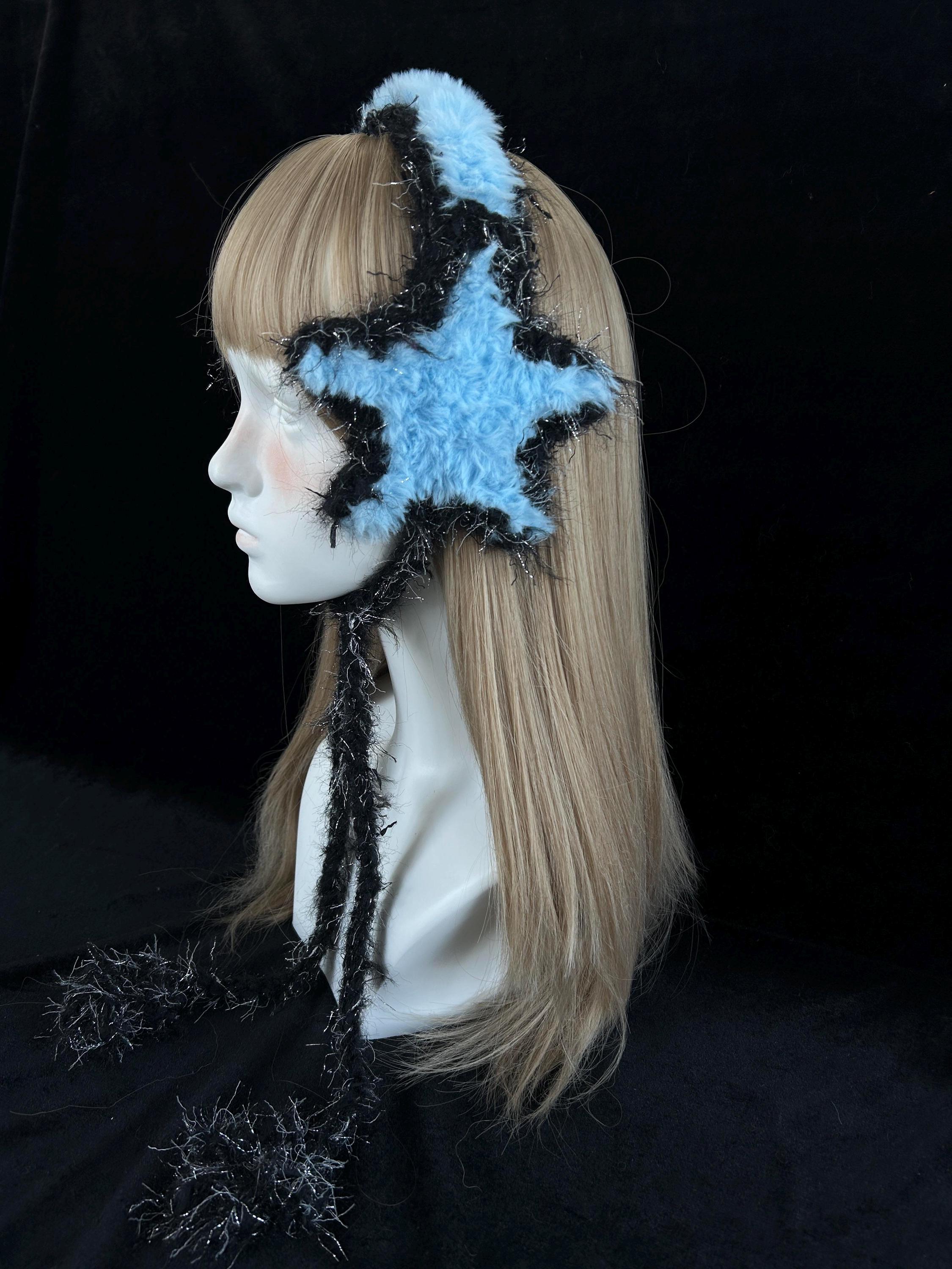 StellarPride Light Blue Star Earmuffs Y2K Rave Kawaii Festival