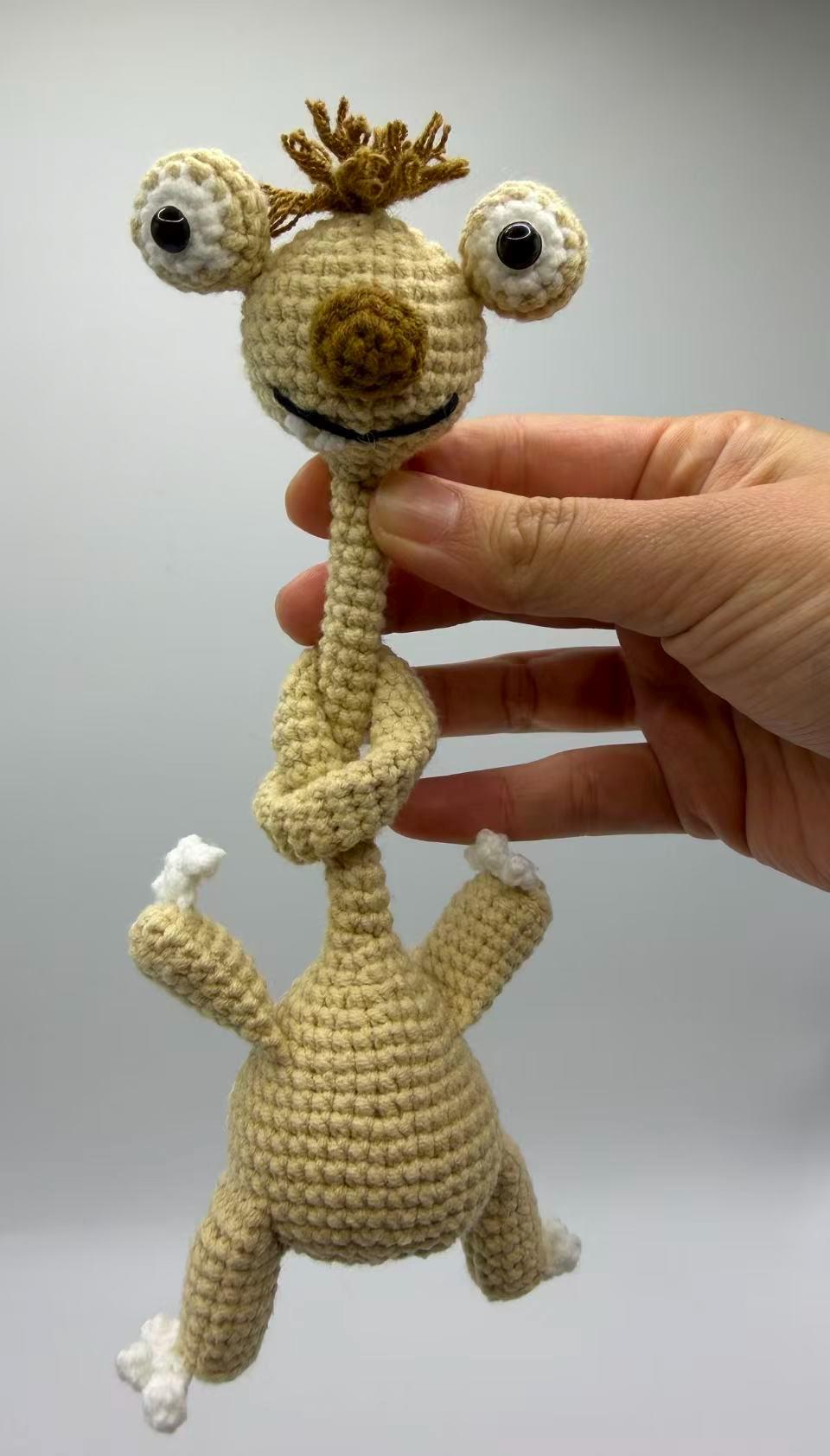 CrochetRecipe Handmade Long Neck Bag Charm Keychain 12in Cotton Sloth