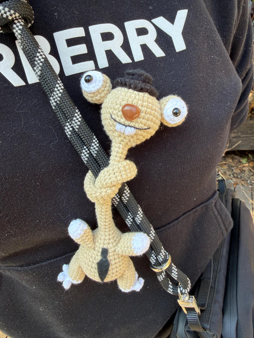CrochetRecipe Handmade Long Neck Bag Charm Keychain 12in Cotton Sloth