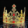 HappyJewelryWorld Vintage Gold Crown Red Crystal Gemstone XL