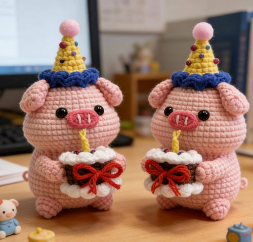 CrochetRecipe Handmade Crochet Pig Duck Keychain Rainbow
