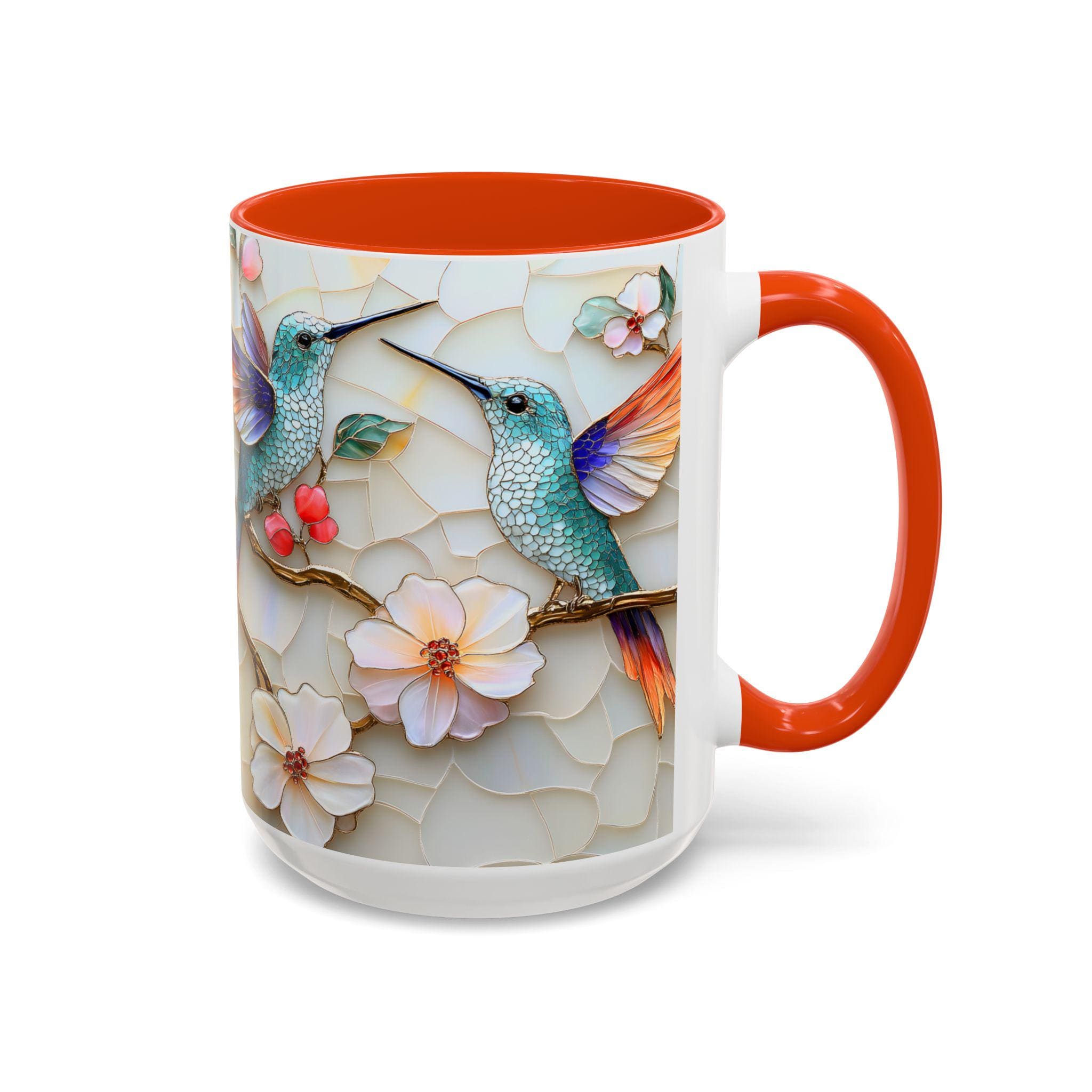 LELORESTORE Hummingbird Stained Glass Mug Floral Coffee Cup