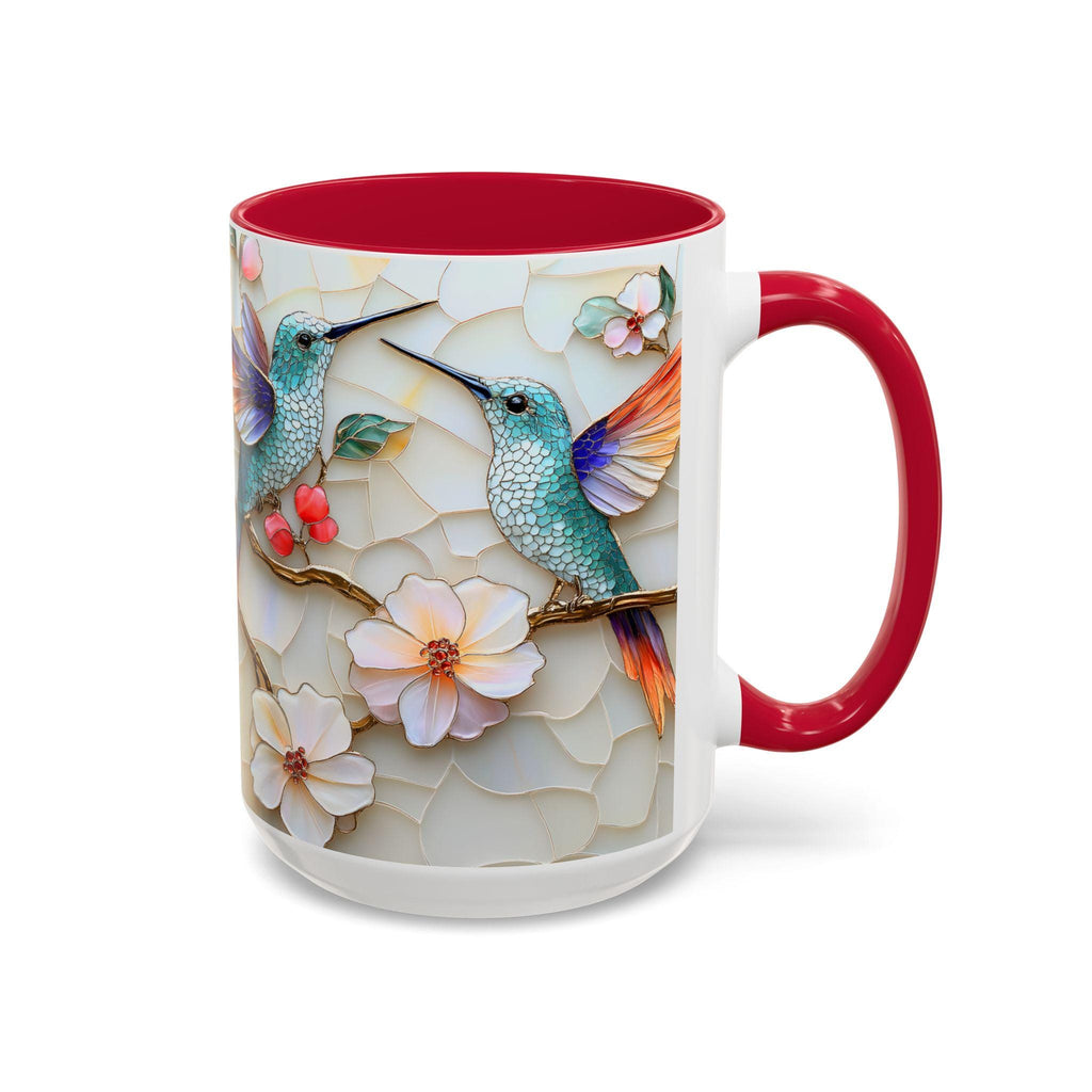 LELORESTORE Hummingbird Stained Glass Mug Floral Coffee Cup