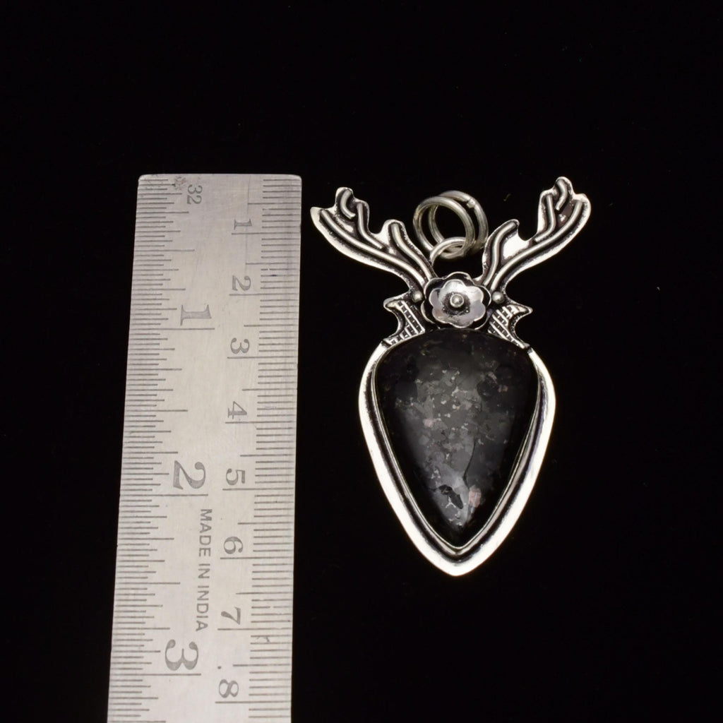 EkkJewels Nuummite Gemstone 925 Sterling Silver SIS Pendant Necklace