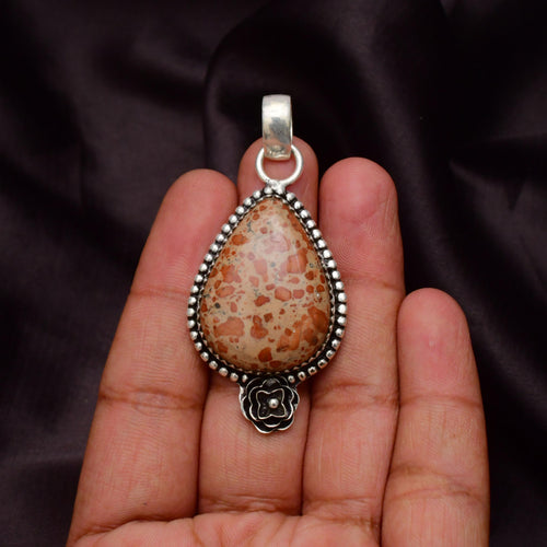 EkkJewels Asteroid Jasper 925 Sterling Silver Pendant Necklace