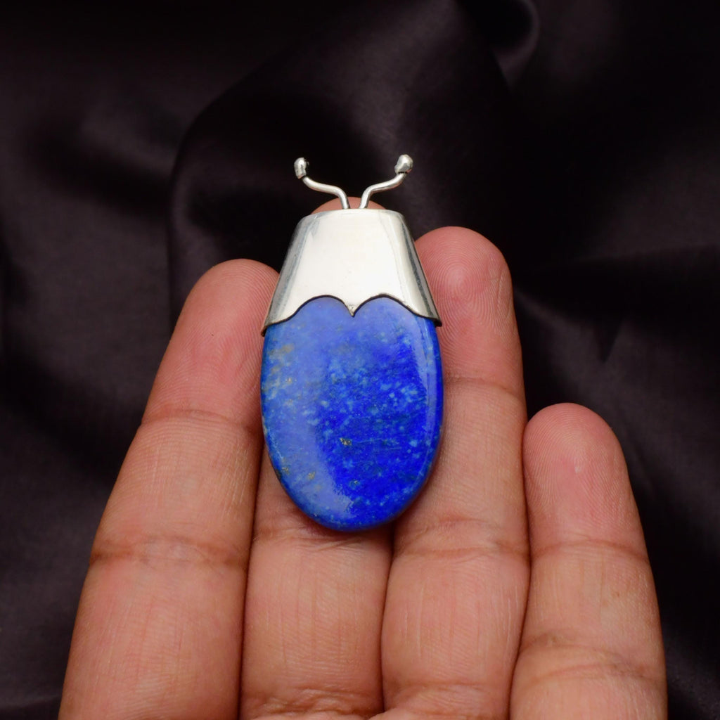 Lapis Lazuli Pendant Necklace: 925 Sterling Silver, Handmade Gemstone